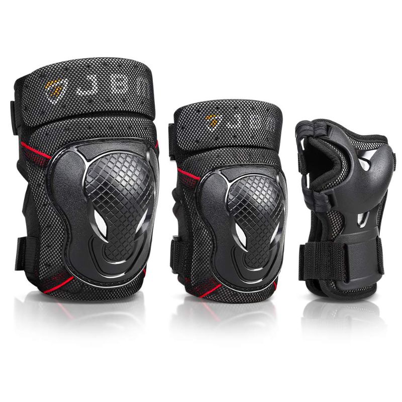 Photo 1 of JBM Youth BMX Bike Knee Pads and Elbow Pads with Wrist Guards Protective Gear Set for Biking, Riding, Cycling and Multi Sports Safety: Scooter, Skateboard, Bicycle (Black, Youth/Teens)
