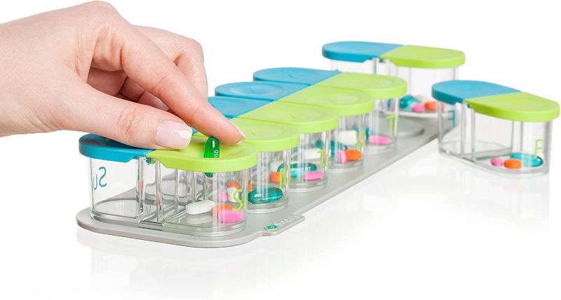 Photo 1 of Sagely Smart XL Weekly Pill Organizer - Sleek AM/PM Twice a Day Pill Box with Free Smartphone Reminder App and 7 Day Travel Containers (Large Enough to Fit Fish Oil and Vitamin D Supplements)

