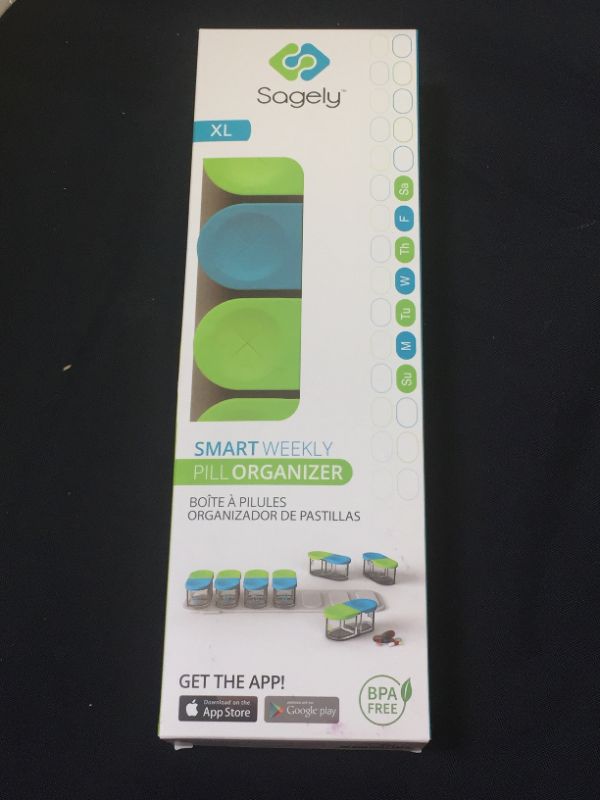 Photo 1 of Sagely Smart XL Weekly Pill Organizer - Sleek AM/PM Twice a Day Pill Box with Free Smartphone Reminder App and 7 Day Travel Containers (Large Enough to Fit Fish Oil and Vitamin D Supplements)
