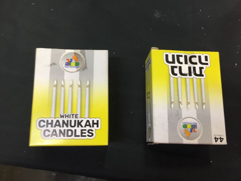 Photo 2 of 2 pack Ner Mitzvah White Chanukah Candles - Standard Size Fits Most Menorahs - Premium Quality Wax - 44 Count for All 8 Nights of Hanukkah.
