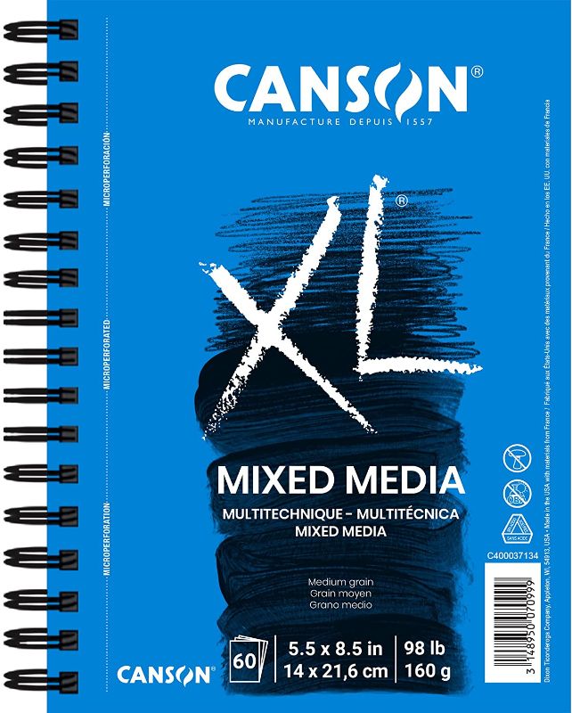 Photo 1 of 2 pack  American Choice XL Series Mix Paper Pad, Heavyweight, Fine Texture, Heavy Sizing for Wet or Dry Media, Side Wire Bound, 98 Pound, 5.5 x 8.5 in, 60 Sheets, 5.5"X8.5"
