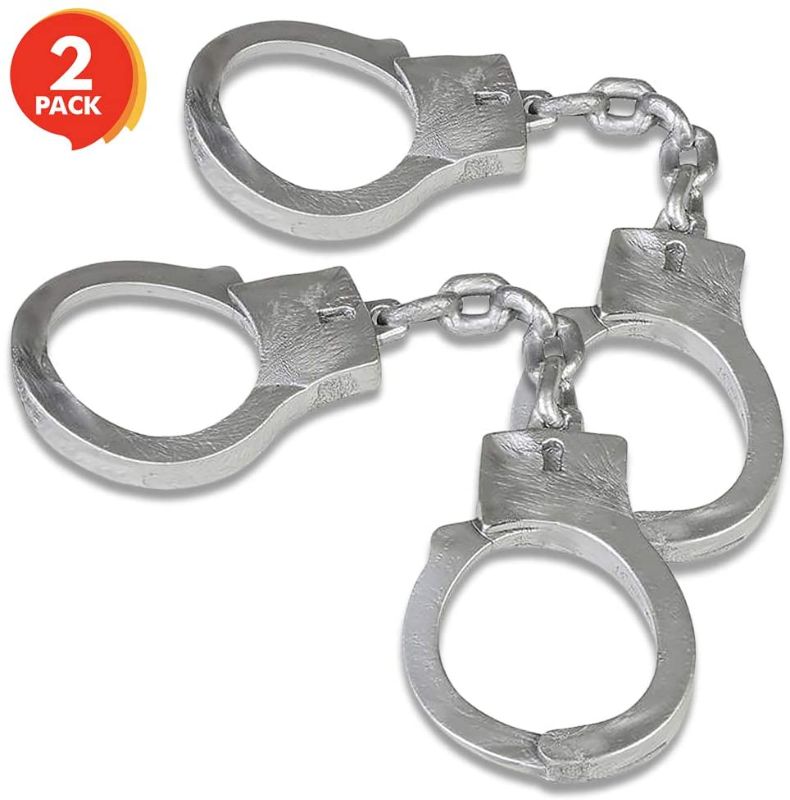 Photo 1 of 0.5 Inch Stretchy Handcuffs - Pack of 2 - Elastic Pretend Play Toy Handcuffs - Flexible Kiddie Handcuffs - Party Favor, Stage or Costume Prop, Goody Bag Filler, Gift for Boys and Girls