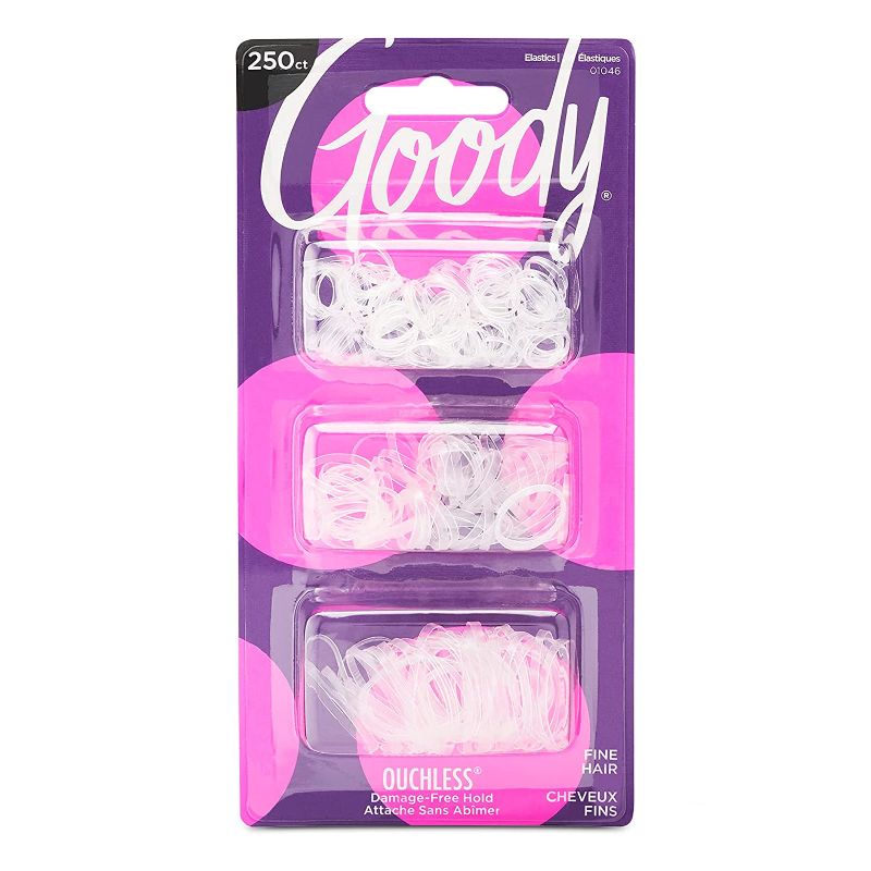 Photo 1 of GOODY Ouchless Womens Polyband Elastic Hair Tie - 250 Count, Clear - Fine Hair - Hair Accessories to Style With Ease and Keep Your Hair Secured - Perfect for Fun and Unique Hairstyles - Pain-Free
