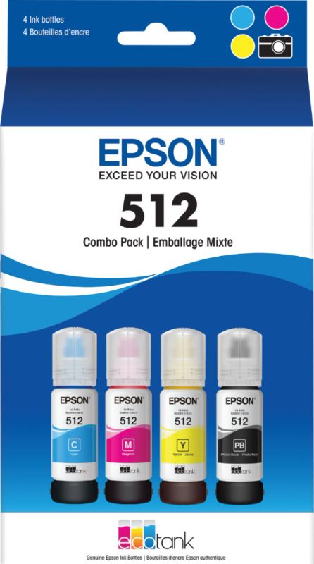 Photo 1 of Epson - EcoTank 512 4-Pack Ink Bottles - Cyan/Magenta/Yellow/Photo Black----2 have been opened and used