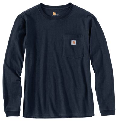 Photo 1 of Carhartt Women's Cotton Loose Fit Heavyweight Long-Sleeve Pocket T-Shirt | Navy | M