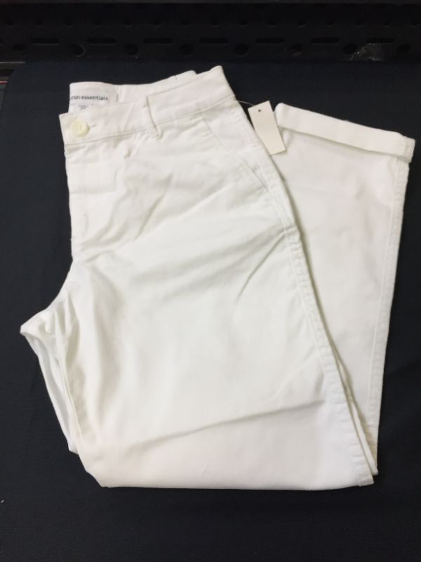 Photo 1 of Amazon Essentials Women's Cropped Girlfriend Chino Pant, Bright White, 4