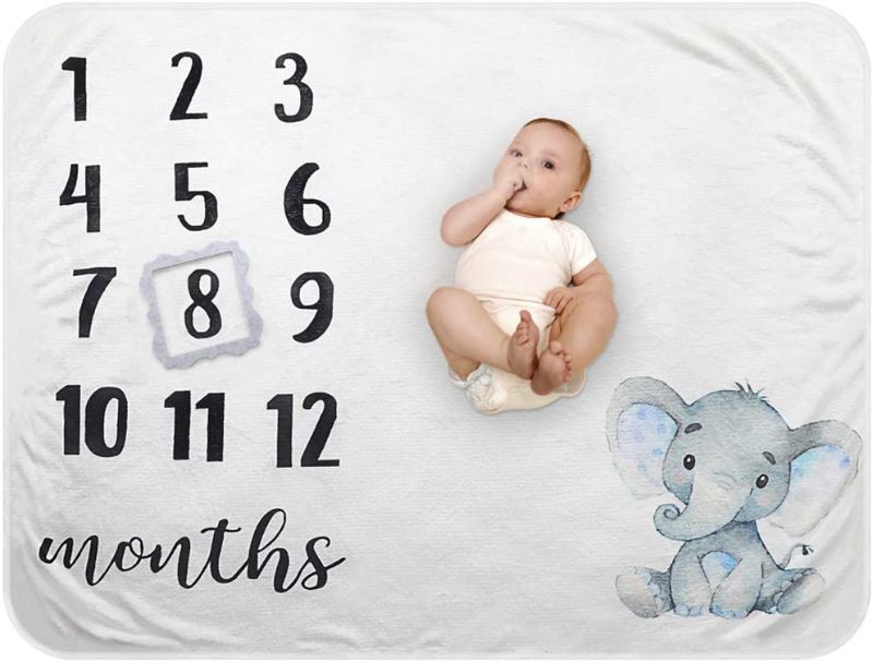 Photo 1 of Baby Monthly Milestone Blanket - Organic Plush Fleece Photography Background Prop