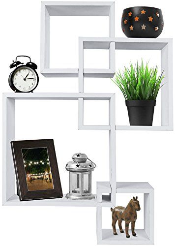 Photo 1 of Greenco Decorative 4 Cube Intersecting Wall Mounted Floating Shelves- White Finish