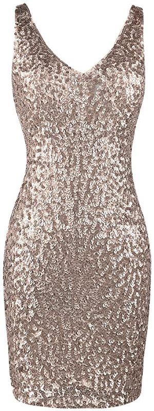 Photo 1 of -SIZE XL-PrettyGuide Women's Sexy Deep V Neck Sequin Glitter Bodycon Stretchy Mini Party Dress
