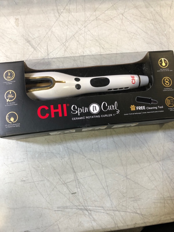 Photo 3 of CHI Spin N Curl 1" Ceramic Rotating Curler In White, 1 Pound. Ideal for Shoulder-Length Hair between 6-16” inches.
