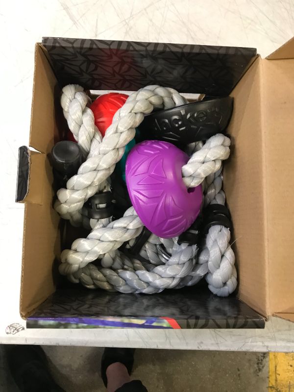 Photo 1 of Slackers 8 ft Multi-Color Climbing Rope - Best Outdoor Ninja Warrior Training Equipment for Kids - A Great Addition to Your Backyard Ninjaline Obstacle Course