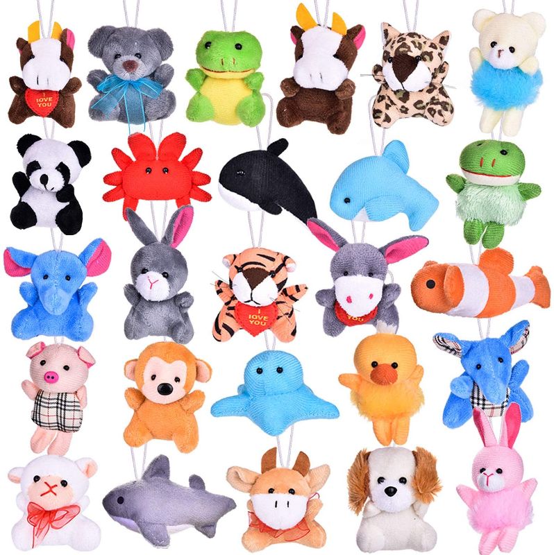 Photo 1 of FUN LITTLE TOYS 26 Pack Mini Stuffed Animals Bulk, Cute Small Plush Toy Assortment Keychain, Children Pets Classroom Prizes Pinata Stuffers Goodie Bag Fillers Party Favors for Kids
