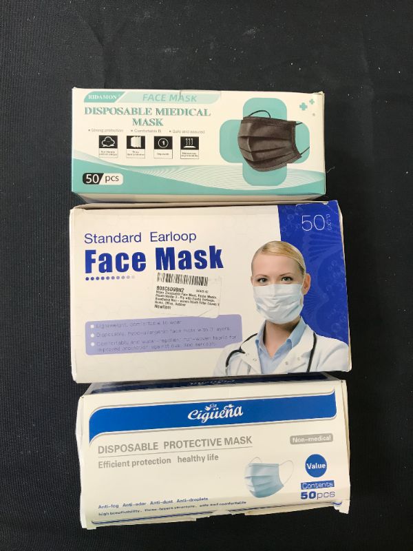 Photo 1 of 3 boxes of face masks 