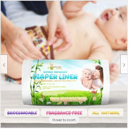 Photo 1 of Naturally Natures Bamboo Disposable Diaper Liners (6PK) 600 Sheets Gentle and Soft, Chlorine and Dye-Free, Unscented, Biodegradable Inserts (Set of 6)