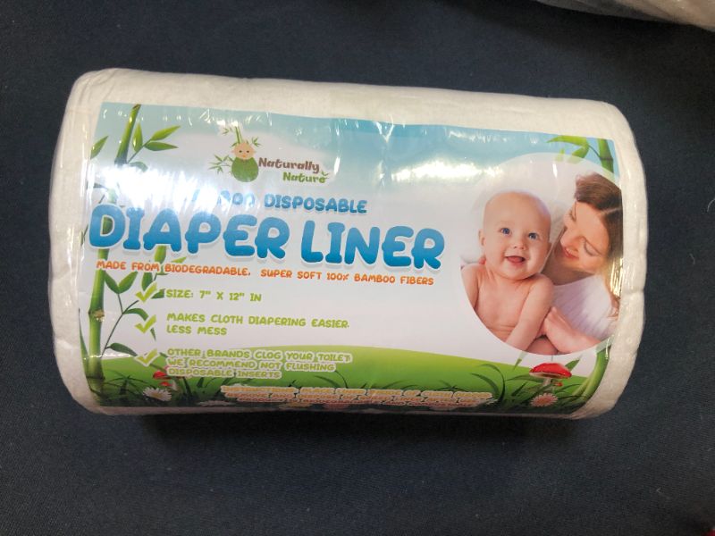 Photo 1 of Naturally Natures Bamboo Disposable Diaper Liners (6PK) 600 Sheets Gentle and Soft, Chlorine and Dye-Free, Unscented, Biodegradable Inserts (Set of 6)