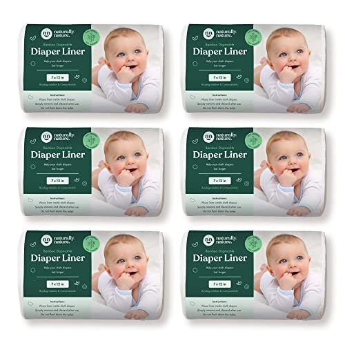 Photo 1 of Naturally Natures Bamboo Disposable Diaper Liners (6PK) 600 Sheets Gentle and Soft, Chlorine and Dye-Free, Unscented, Biodegradable Inserts (Set of 6)