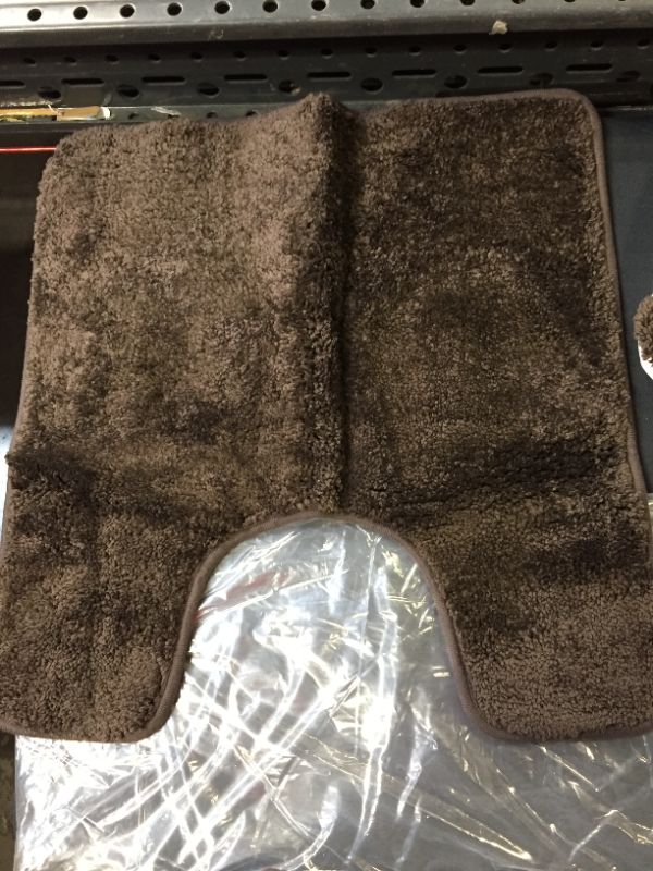 Photo 3 of 3 Pc Solid Color Chocolate/Brown Bathroom Rug Set Bath Mats Super Soft Anti Slip Soft Mats New