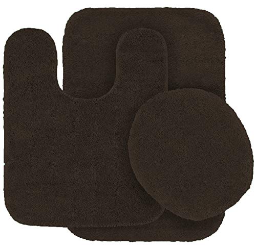 Photo 1 of 3 Pc Solid Color Chocolate/Brown Bathroom Rug Set Bath Mats Super Soft Anti Slip Soft Mats New