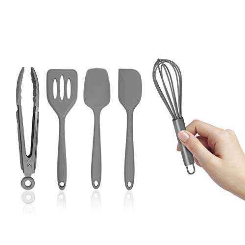 Photo 1 of Country Kitchen Set of Five Grey and Gunmetal Silicone MINI Kitchen Utensil Set