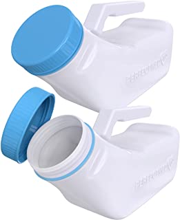Photo 1 of Urinals for Men Spill Proof by PerfectMed (2 Pack) - 32 oz/ 1000 ml | Portable Urine Bottle Bed Pan W/Glow in Dark Lid | Thick Plastic Pee Urinal Bottle