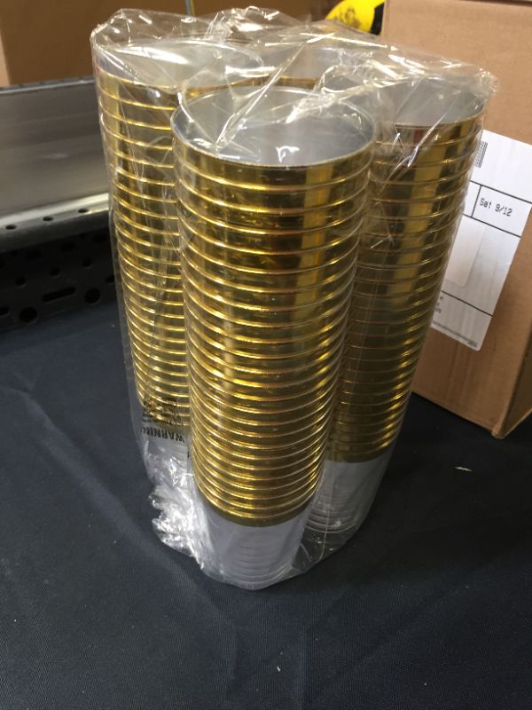 Photo 2 of 100 Gold Plastic Cups | 10 Oz Clear Plastic Cups Old Fashioned Tumblers