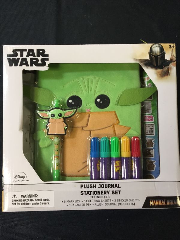 Photo 2 of Innovative Designs Star Wars Baby Yoda Mandalorian Plush Yoda Journal Set with Coloring Sheets, Pen, & Stickers