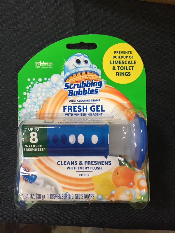 Photo 3 of Scrubbing Bubbles Fresh Gel Toilet Cleaning Stamp, Citrus, Dispenser 6pk set of 2 12 total