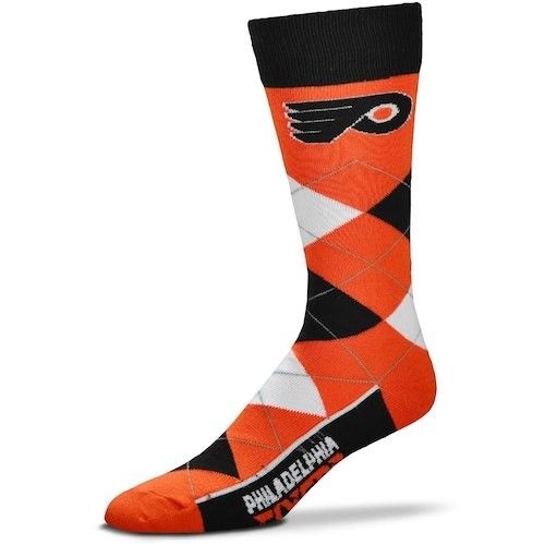 Photo 1 of Men's for Bare Feet Philadelphia Flyers Team Color Argyle Crew Socks