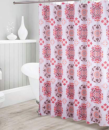 Photo 1 of Decorative Bathroom Floral Pattern Waterproof Fabric Shower Curtain Red Orange 