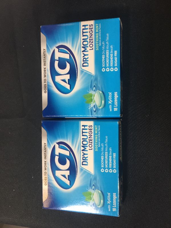 Photo 2 of ACT Dry Mouth Lozenges, with Xylitol Mint - 18.0 Ea  2 PACK 