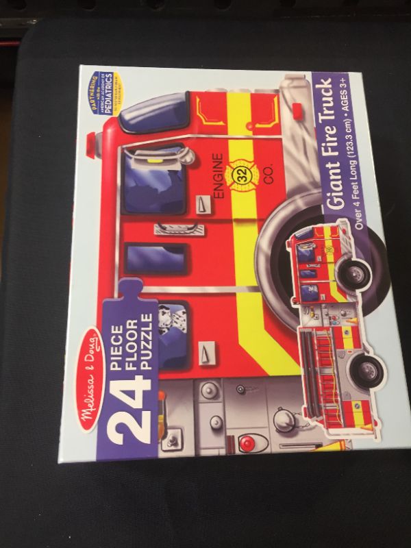 Photo 2 of Melissa & Doug Fire Truck Jumbo Jigsaw Floor Puzzle (24 Pieces 4 Feet Long)