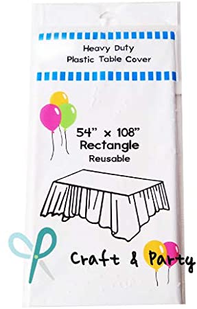 Photo 1 of (6-pack) Heavy Duty Plastic Table Covers Tablecloth (Reusable) (Rectangle 54" X 108") White