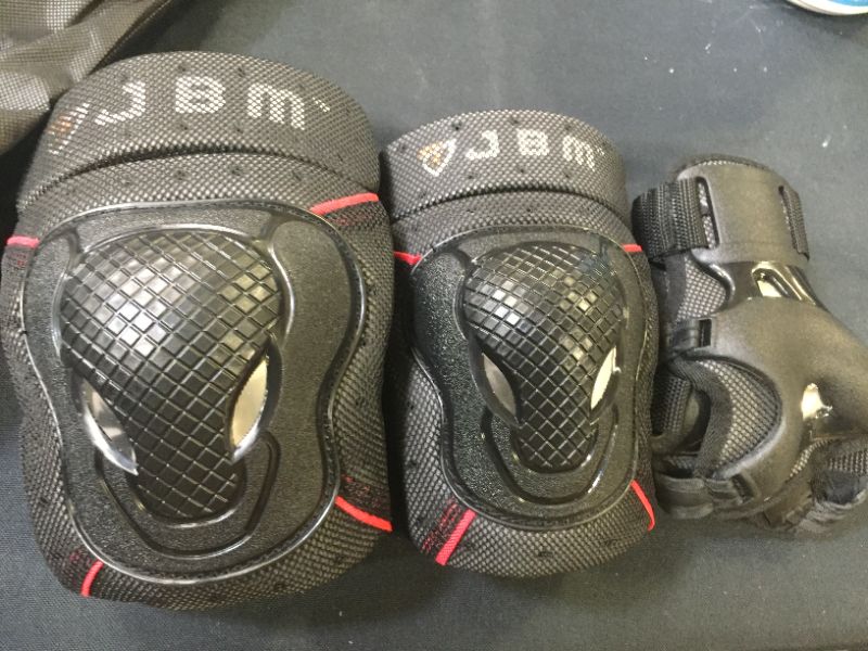 Photo 1 of JBM Youth BMX Bike Knee Pads and Elbow Pads with Wrist Guards Protective Gear Set for Biking, Riding, Cycling and Multi Sports Safety: Scooter, Skateboard, Bicycle (Black, Youth/Teens)