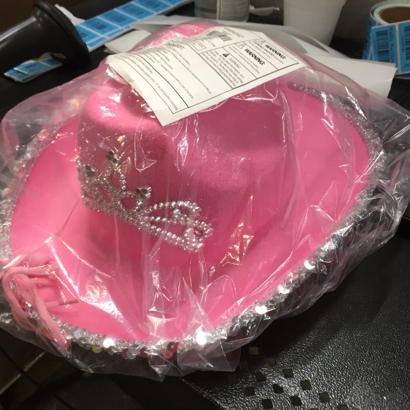 Photo 2 of GIFTEXPRESS CHILD LED Blinking Pink Tiara Cowgirl hat Cowboy Hat - CHILD SIZE
