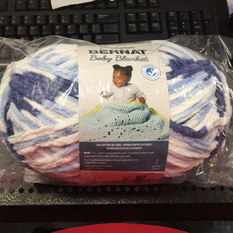 Photo 2 of Bernat Baby Blanket Yarn, 10.5oz, Gauge 6 Super Bulky - Blue Dreams - Single Ball Machine Wash & Dry (16110404134), Big Ball
