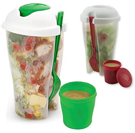 Photo 1 of 2 Pack Fresh Salad to Go Container Set with Fork and Dressing Holder

