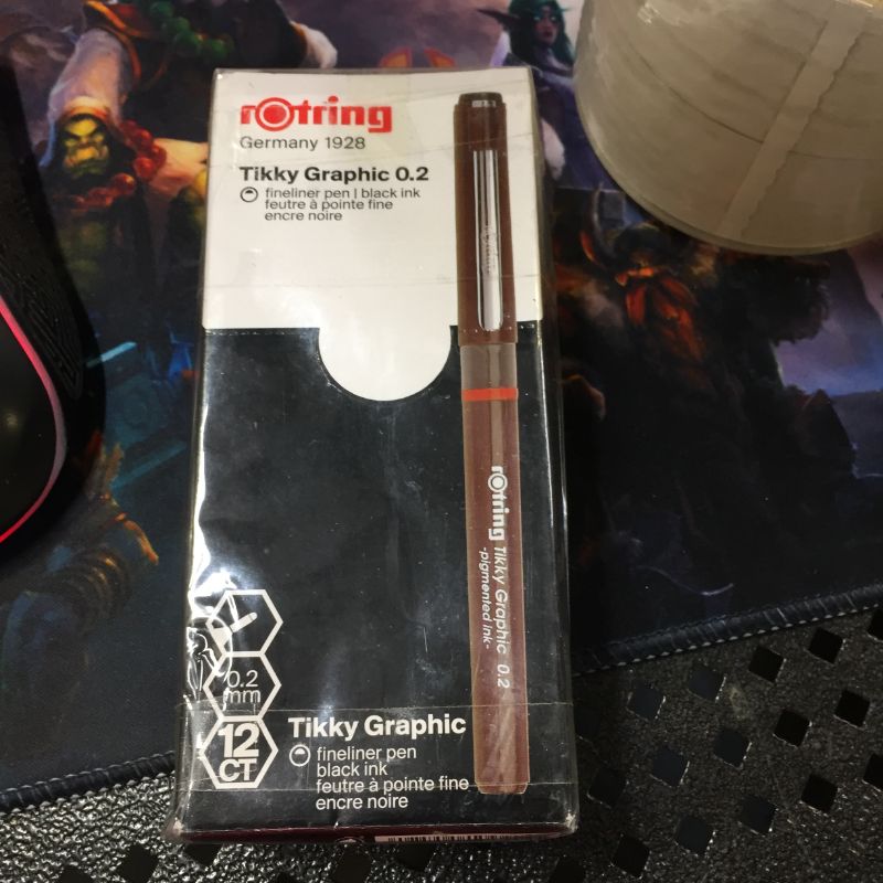 Photo 1 of rOtring Tikky Fine Liner Fiber Tip Graphic Pen, 0.2 mm, Black Ink (1904752) 12 Pack
