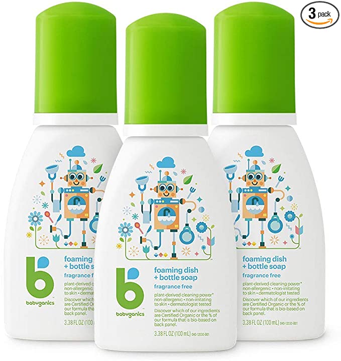 Photo 1 of Babyganics Foaming Dish & Bottle Soap for Travel, Fragrance Free, Packaging May Vary, 3.38 Fl Oz (Pack of 3)