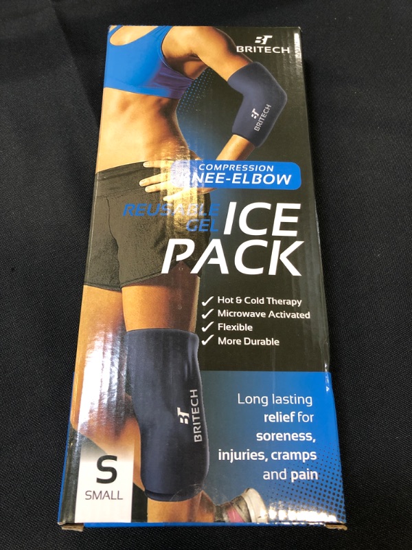 Photo 2 of Britech Elbow & Knee Ice Pack for Injuries Reusable Compression Sleeve – Knee Brace for Knee Pain, Elbow Pain, Ankle & Calf – Flexible Gel Cold Wrap for Recovery for Meniscus, ACL, MCL, Bursitis Pain Relief (Small)