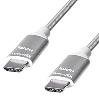 Photo 1 of Amazon Basics 10.2 Gbps High-Speed 4K HDMI Cable with Braided Cord, 3-Foot, Silver -- 2 PACK