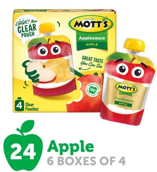 Photo 1 of (Pack of 6) Mott's Applesauce, 3.2 oz clear pouches, 4 count
Exp date: Feb 2022