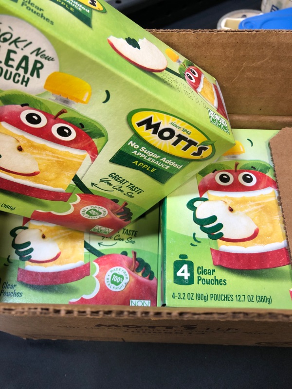 Photo 2 of (Pack of 6) Mott's Applesauce, 3.2 oz clear pouches, 4 count
Exp date: Feb 2022