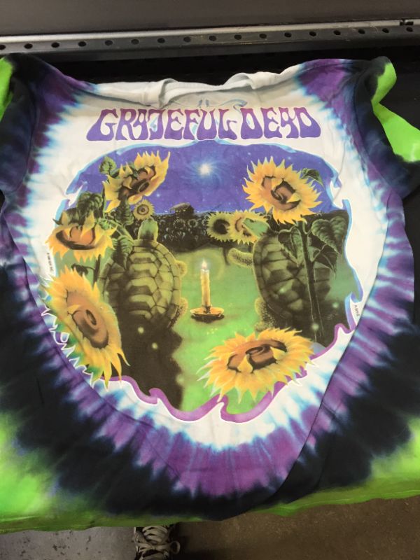 Photo 2 of  UNISEX TIE DYE SHIRT PURPLE/ GREEN SIZE LARGE 