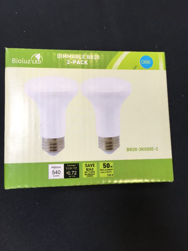 Photo 2 of 2 Pack Bioluz LED R20 LED Bulb 90 CRI 3000K Bright Soft White 6W = 50 Watt Replacement 540 Lumen Indoor/Outdoor UL Listed CEC Title 20 Compliant (Pack of 2)
