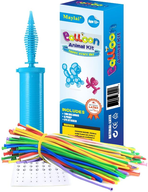Photo 1 of Maylai 200 Pack of Balloon Animal Kit Twisting Balloons with Pump 260 Latex Long Balloons for Party Decoration
