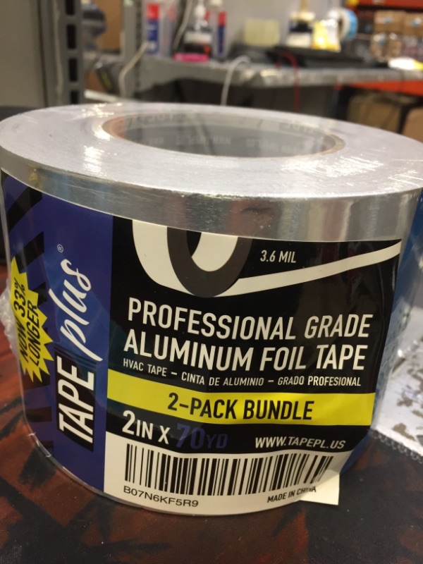 Photo 2 of 2 Pack -Professional Grade Aluminum Foil Tape - 2 Inch by 210 Feet (70 Yards) - Perfect for HVAC