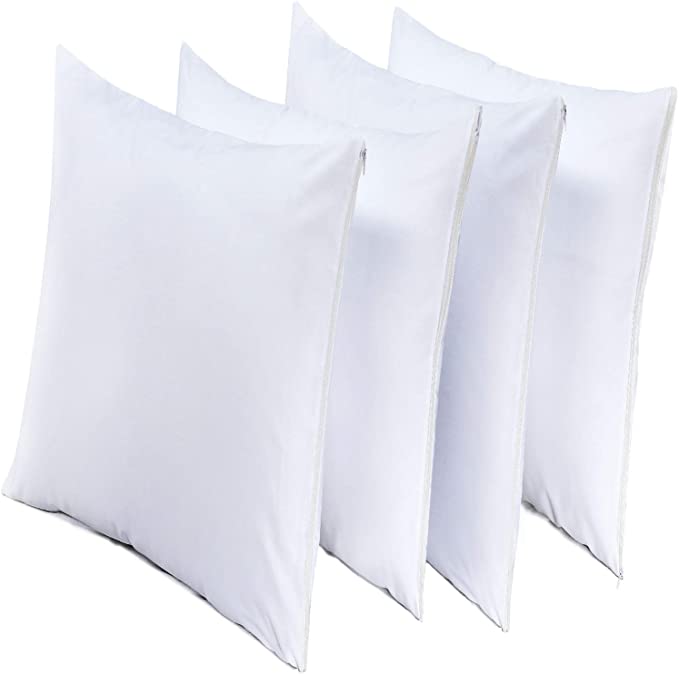 Photo 2 of 
4 Pack Waterproof Pillow Protectors Standard 20x26 Inches Life Time Replacement Smooth Zipper Premium Encasement Covers Quiet Cases Set White 100% Liquid Protection