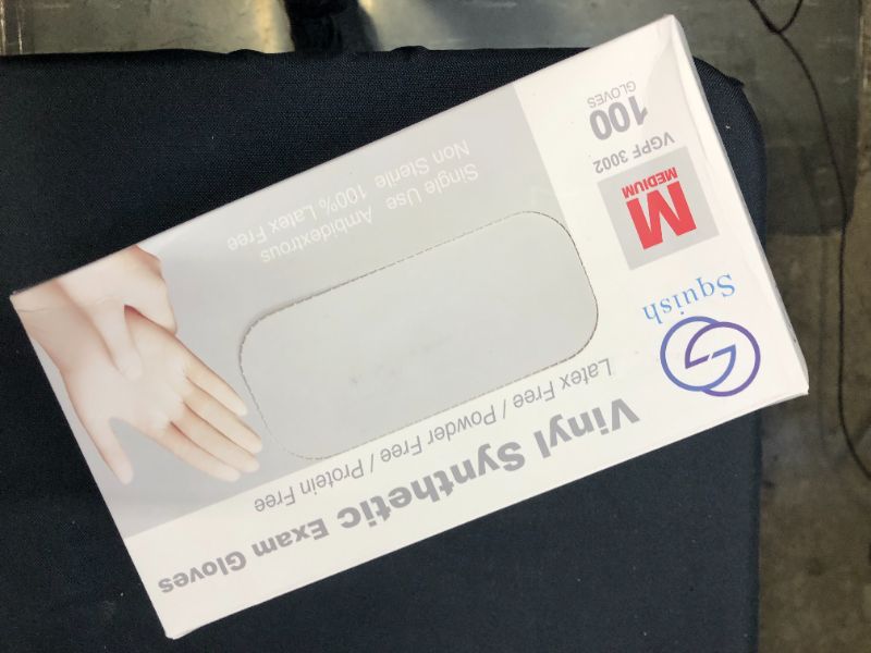 Photo 2 of 100 Basic White Vinyl Synthetic Exam Gloves Size M Medium Ngpf 3002 -