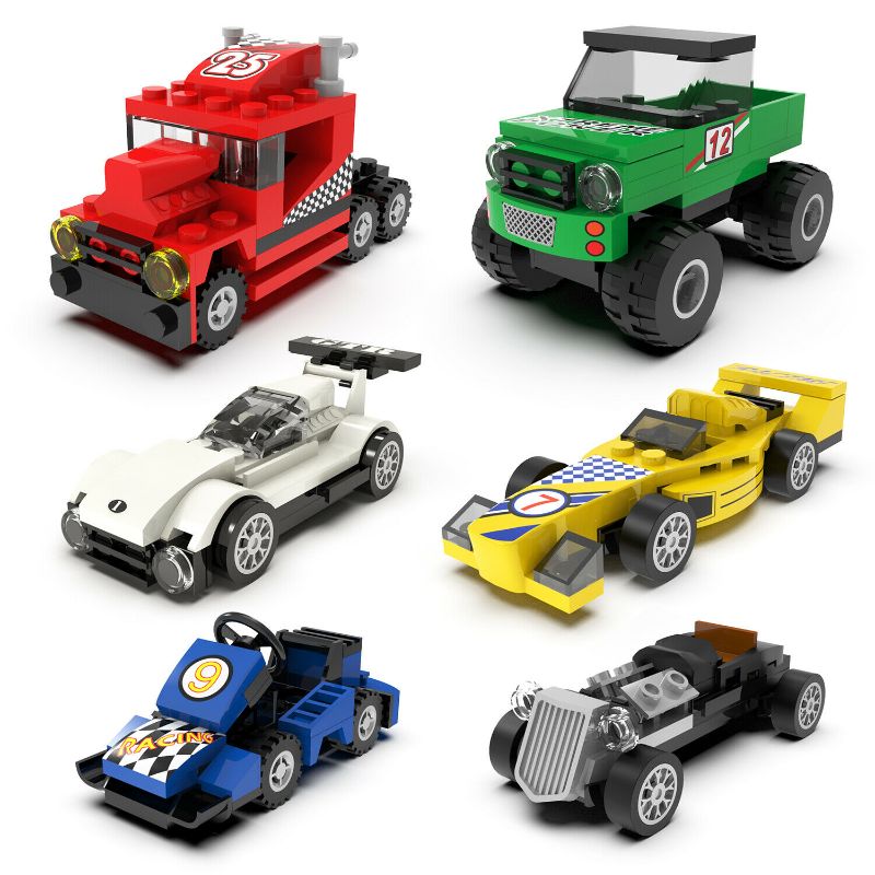 Photo 1 of FUN LITTLE TOYS Building Bricks, Set of 12 Race Car Building Kits for Kids
