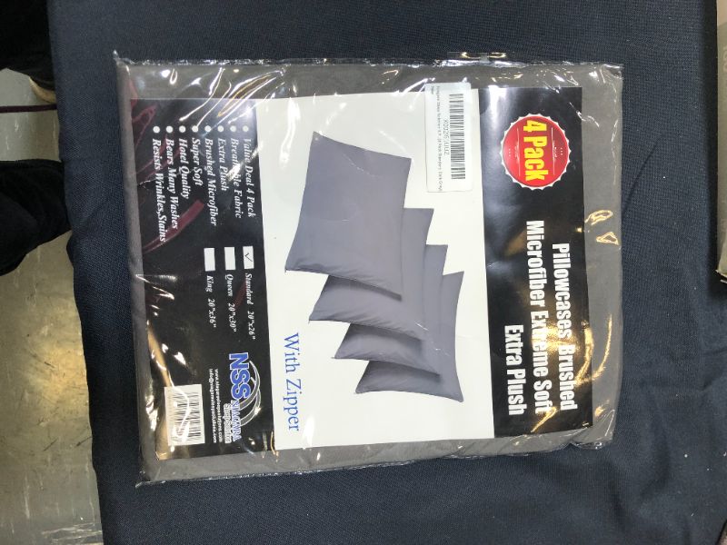 Photo 2 of 4 Pack Pillow Cases Protectors Zip Standard 20x26 Standard, Dark Grey 